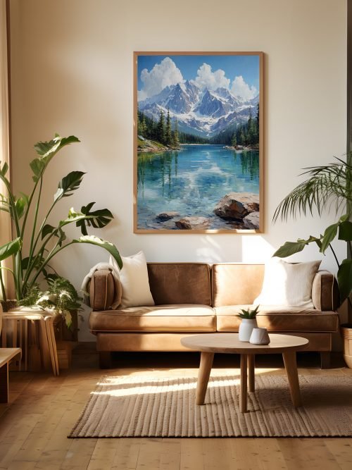 Snow capped mountain peaks