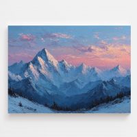 Snow capped mountain peaks