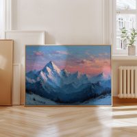 Snow capped mountain peaks