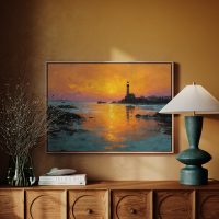 Light house golden sunset