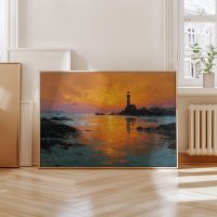 Light house golden sunset