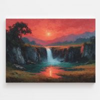 Waterfall Golden Sunset