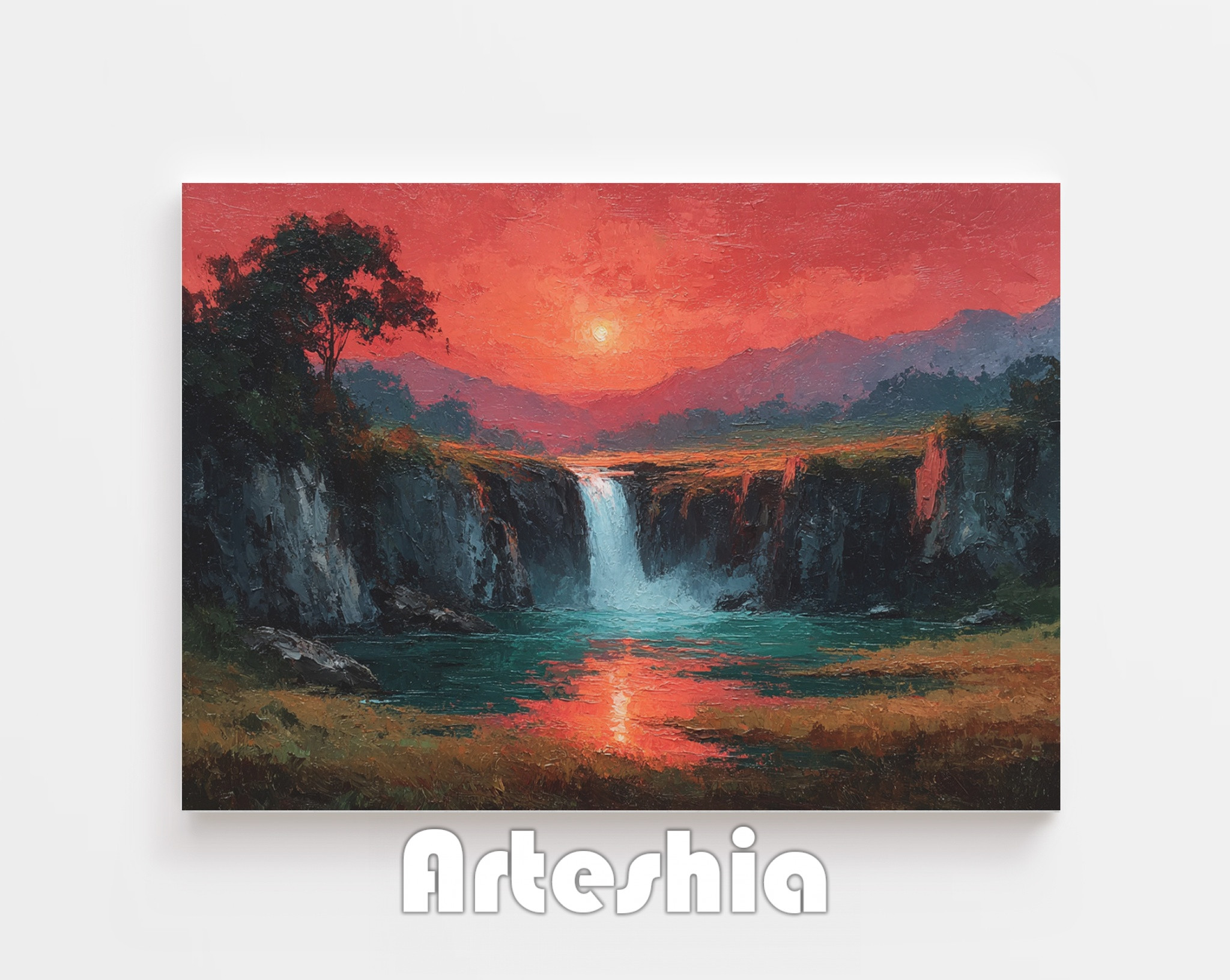 Waterfall Golden Sunset